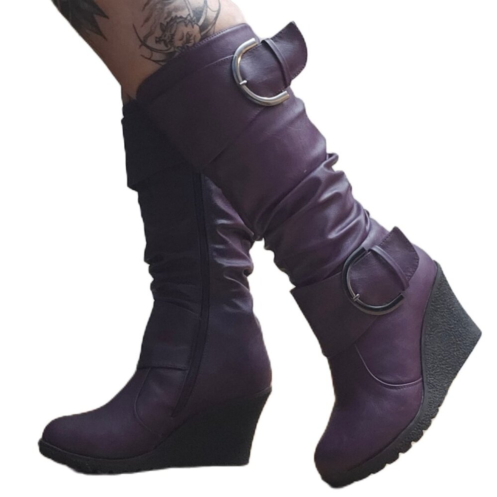 Mid-Calf Wedge Boots
